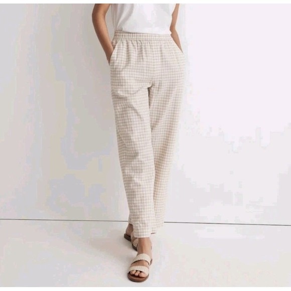 Madewell Pants - Madewell Womens Untailored Wide-Leg Pant Gingham Lightspun Check Size M Cotton